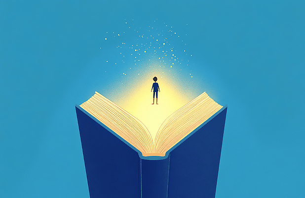 JPG 전신 남자 어린이 일러스트 한명 소년 책 파란색 빛 독서 교양 상상력 환상 소년한명만 국내일러스트 AI일러스트 AI콘텐츠 1 컬러 컨셉 사람 남자한명만 소년만 파일형식