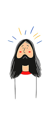 긴머리 남자 기독교 일러스트 수염 한명 상반신 성인 예수 손그림 성인남자한명만 국내일러스트 AI파일 1 헤어스타일 종교 사람 신_종교 남자한명만 성인남자만 파일형식 벡터