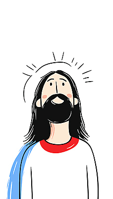 긴머리 남자 기독교 일러스트 수염 한명 상반신 성인 예수 손그림 성인남자한명만 국내일러스트 AI파일 1 헤어스타일 종교 사람 신_종교 남자한명만 성인남자만 파일형식 벡터