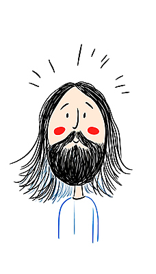 긴머리 남자 기독교 일러스트 수염 한명 상반신 성인 예수 손그림 성인남자한명만 국내일러스트 AI파일 1 헤어스타일 종교 사람 신_종교 남자한명만 성인남자만 파일형식 벡터