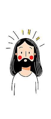 긴머리 남자 기독교 일러스트 수염 한명 상반신 성인 예수 손그림 성인남자한명만 국내일러스트 AI파일 1 헤어스타일 종교 사람 신_종교 남자한명만 성인남자만 파일형식 벡터