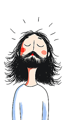 긴머리 남자 기독교 일러스트 수염 한명 상반신 성인 예수 손그림 성인남자한명만 국내일러스트 AI파일 1 헤어스타일 종교 사람 신_종교 남자한명만 성인남자만 파일형식 벡터