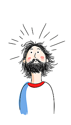 긴머리 남자 기독교 일러스트 수염 한명 상반신 성인 예수 손그림 성인남자한명만 국내일러스트 AI파일 1 헤어스타일 종교 사람 신_종교 남자한명만 성인남자만 파일형식 벡터