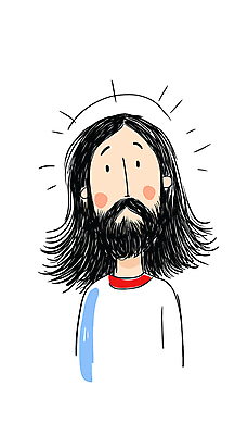 긴머리 남자 기독교 일러스트 수염 한명 상반신 성인 예수 손그림 성인남자한명만 국내일러스트 AI파일 1 헤어스타일 종교 사람 신_종교 남자한명만 성인남자만 파일형식 벡터