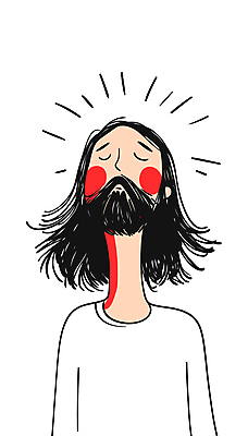 긴머리 남자 기독교 일러스트 수염 한명 상반신 성인 예수 손그림 성인남자한명만 국내일러스트 AI파일 1 헤어스타일 종교 사람 신_종교 남자한명만 성인남자만 파일형식 벡터