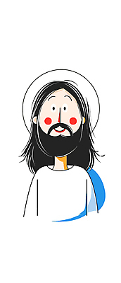 긴머리 남자 기독교 일러스트 수염 한명 상반신 성인 예수 손그림 성인남자한명만 국내일러스트 AI파일 1 헤어스타일 종교 사람 신_종교 남자한명만 성인남자만 파일형식 벡터