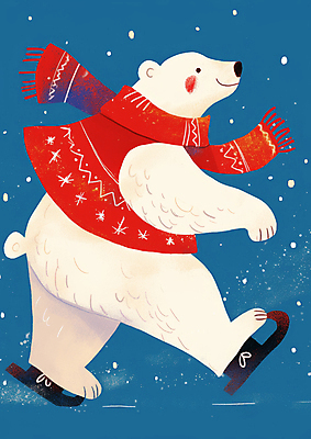 JPG 겨울 일러스트 웃음 사람없음 빨간색 파란색 귀여움 목도리 스케이팅 눈 즐거움 북극곰 겨울옷 스케이트장 아이스스케이트 국내일러스트 AI일러스트 AI콘텐츠 자연요소 잡화 옷 계절 감정 컬러 컨셉 곰 스포츠시설 날씨 겨울스포츠 표정 파일형식