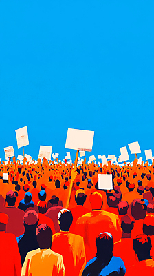 JPG 여자 남자 실루엣 일러스트 들기 여러명 상반신 성인 빨간색 파란색 팻말 모임 그룹 군중 사회이슈 시위 연대 이슈 주장 항의 성인만 국내일러스트 AI일러스트 AI콘텐츠 컬러 다수 컨셉 모션 프레임 촬영기법 사람 파일형식