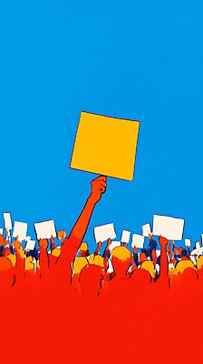 JPG 여자 남자 실루엣 일러스트 들기 여러명 상반신 성인 빨간색 파란색 팻말 모임 그룹 군중 사회이슈 팔 시위 연대 주장 항의 성인만 국내일러스트 AI일러스트 AI콘텐츠 컬러 다수 컨셉 모션 프레임 촬영기법 사람 신체부위 파일형식