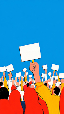 JPG 여자 남자 실루엣 일러스트 들기 여러명 상반신 성인 빨간색 파란색 팻말 군중 사회이슈 팔 시위 연대 항의 성인만 국내일러스트 AI일러스트 AI콘텐츠 컬러 다수 컨셉 모션 프레임 촬영기법 사람 신체부위 파일형식