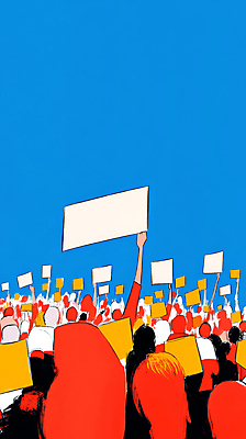 JPG 여자 남자 실루엣 일러스트 들기 여러명 상반신 성인 빨간색 파란색 팻말 그룹 군중 사회이슈 팔 시위 연대 항의 성인만 국내일러스트 AI일러스트 AI콘텐츠 컬러 다수 컨셉 모션 프레임 촬영기법 사람 신체부위 파일형식