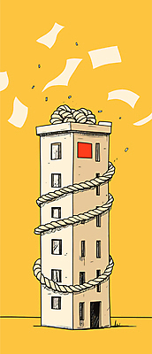 밧줄 일러스트 창문 사람없음 건물 노란색 묶기 구속 문서 압박 흩날리기 국내일러스트 AI파일 건축물 줄 컬러 컨셉 모션 파일형식 벡터