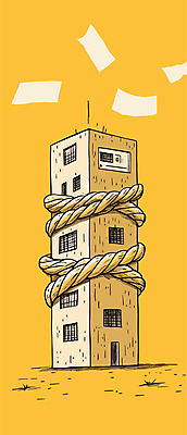 밧줄 일러스트 창문 사람없음 건물 노란색 구속 문서 압박 흩날리기 국내일러스트 AI파일 건축물 줄 컬러 컨셉 모션 파일형식 벡터