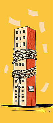 밧줄 일러스트 창문 사람없음 건물 노란색 구속 문서 압박 흩날리기 국내일러스트 AI파일 건축물 줄 컬러 컨셉 모션 파일형식 벡터