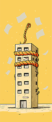 밧줄 일러스트 창문 사람없음 건물 노란색 묶기 구속 문서 압박 흩날리기 국내일러스트 AI파일 건축물 줄 컬러 컨셉 모션 파일형식 벡터