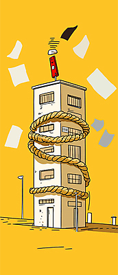 밧줄 일러스트 창문 사람없음 건물 노란색 묶기 구속 문서 압박 흩날리기 국내일러스트 AI파일 건축물 줄 컬러 컨셉 모션 파일형식 벡터