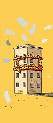 밧줄 일러스트 창문 사람없음 건물 노란색 묶기 구속 문서 압박 흩날리기 국내일러스트 AI파일 건축물 줄 컬러 컨셉 모션 파일형식 벡터