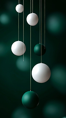 JPG 편집이미지 줄 매달리기 사람없음 초록색 흰색 원형 입체 단순화된 오브제 오너먼트 편집실사 AI컴퓨터그래픽 AI콘텐츠 도형 컬러 크리스마스장식 모션 CG 파일형식