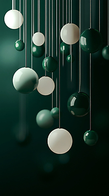 JPG 편집이미지 줄 매달리기 사람없음 초록색 흰색 원형 입체 단순화된 오브제 오너먼트 편집실사 AI컴퓨터그래픽 AI콘텐츠 도형 컬러 크리스마스장식 모션 CG 파일형식