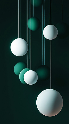 JPG 편집이미지 줄 매달리기 사람없음 초록색 흰색 원형 입체 단순화된 오브제 오너먼트 편집실사 AI컴퓨터그래픽 AI콘텐츠 도형 컬러 크리스마스장식 모션 CG 파일형식