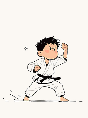 전신 남자 어린이 일러스트 한명 소년 힘 태권도 태권도복 열정 검은띠 소년한명만 국내일러스트 AI파일 1 감정 스포츠용품 도복 사람 격투기 끈 남자한명만 소년만 파일형식 벡터