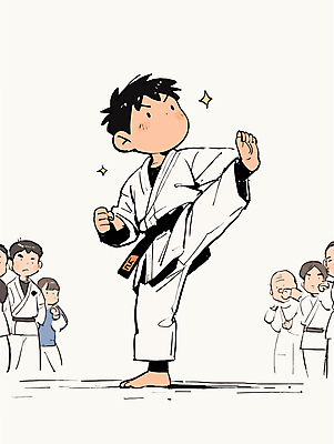 전신 여자 남자 어린이 일러스트 소년 여러명 성인 힘 킥 태권도 태권도복 열정 검은띠 국내일러스트 AI파일 감정 스포츠용품 다수 모션 도복 사람 격투기 끈 파일형식 벡터