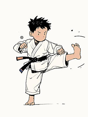 전신 남자 어린이 일러스트 한명 소년 힘 킥 태권도 태권도복 열정 검은띠 소년한명만 국내일러스트 AI파일 1 감정 스포츠용품 모션 도복 사람 격투기 끈 남자한명만 소년만 파일형식 벡터