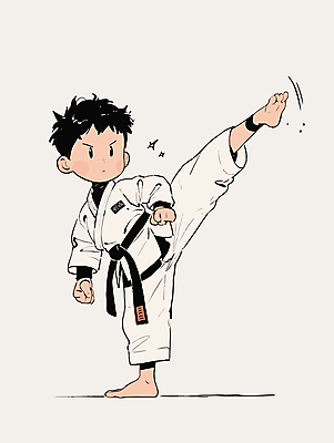 전신 남자 어린이 일러스트 한명 소년 힘 킥 태권도 태권도복 열정 검은띠 소년한명만 국내일러스트 AI파일 1 감정 스포츠용품 모션 도복 사람 격투기 끈 남자한명만 소년만 파일형식 벡터