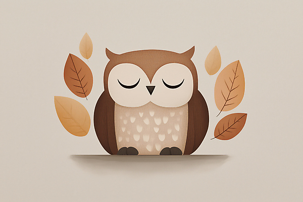 JPG 일러스트 나뭇잎 사람없음 갈색 가을 부엉이 국내일러스트 AI일러스트 AI콘텐츠 계절 컬러 잎 조류 파일형식