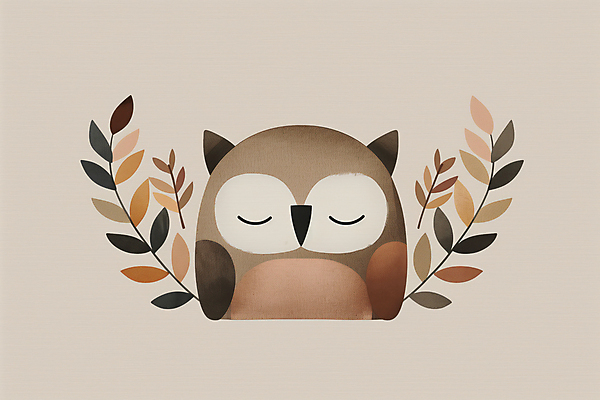 JPG 일러스트 나뭇잎 사람없음 갈색 가을 부엉이 국내일러스트 AI일러스트 AI콘텐츠 계절 컬러 잎 조류 파일형식