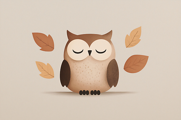 JPG 일러스트 나뭇잎 사람없음 갈색 가을 부엉이 국내일러스트 AI일러스트 AI콘텐츠 계절 컬러 잎 조류 파일형식