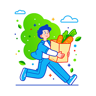 전신 남자 하늘색 채소 일러스트 자연 한명 웃음 들기 성인 쇼핑 장보기 달리기 종이봉투 에너지 신선 배달원 배송 성인남자한명만 국내일러스트 AI파일 직업 1 모션 봉투 표정 사람 파란색 생태계 남자한명만 성인남자만 파일형식 벡터