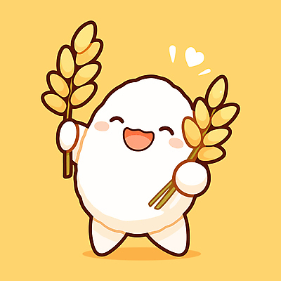 행복 일러스트 웃음 들기 사람없음 농작물 노란색 귀여움 수확 벼 쌀 낱알 일러캐릭터 AI파일 캐릭터 감정 컬러 컨셉 농업 모션 곡류 표정 파일형식 벡터