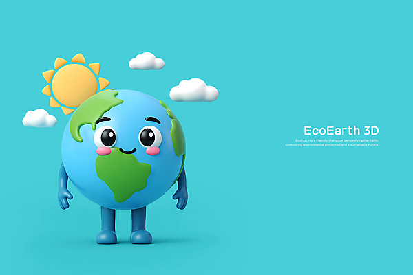 PSD 구름 편집이미지 하늘색 자연 사람없음 태양 귀여움 자연보호 환경 에코 친환경 편집3D 지구캐릭터 자연요소 캐릭터 지구 컨셉 파란색 3D 보호 생태계 파일형식