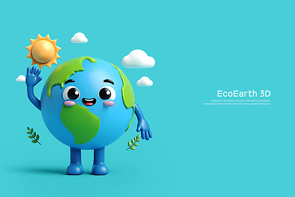 PSD 구름 편집이미지 하늘색 자연 사람없음 태양 손들기 귀여움 자연보호 환경 인사 에코 친환경 편집3D 지구캐릭터 자연요소 캐릭터 지구 컨셉 모션 파란색 3D 예절 보호 생태계 파일형식