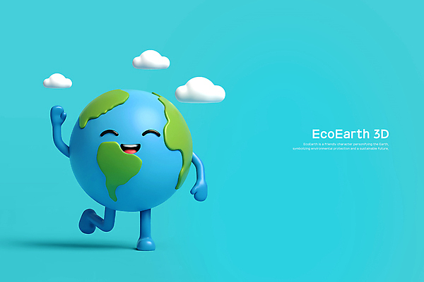 PSD 구름 편집이미지 하늘색 자연 사람없음 손들기 귀여움 자연보호 환경 인사 에코 친환경 다리들기 편집3D 지구캐릭터 자연요소 캐릭터 지구 컨셉 모션 파란색 3D 예절 보호 생태계 파일형식