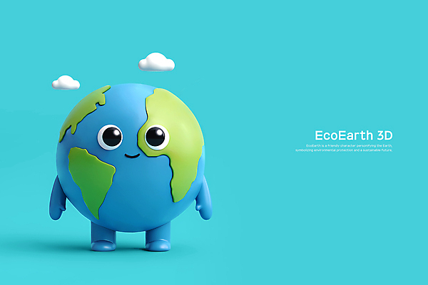 PSD 편집이미지 하늘색 자연 사람없음 귀여움 자연보호 환경 에코 친환경 편집3D 지구캐릭터 캐릭터 지구 컨셉 파란색 3D 보호 생태계 파일형식
