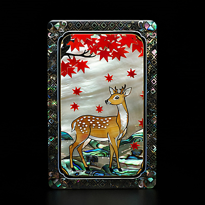 JPG 나무 편집이미지 전통 예술 단풍 자연 사슴 산 풍경 사람없음 빨간색 평화 귀여움 가을 자개 화투 편집실사 AI컴퓨터그래픽 AI콘텐츠 식물 계절 컬러 컨셉 잎 포유류 게임 CG 생태계 전통공예 파일형식