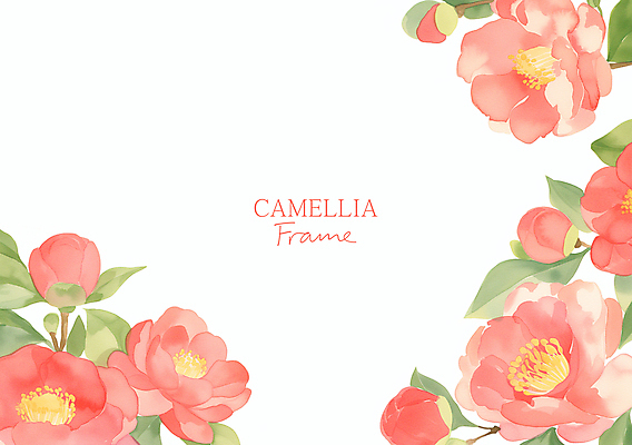 PSD 백그라운드 겨울 일러스트 수채화 프레임 사람없음 빨간색 풀잎 우아함 동백 카피스페이스 국내일러스트 계절 꽃 컬러 컨셉 잎 공백 풀_식물 파일형식