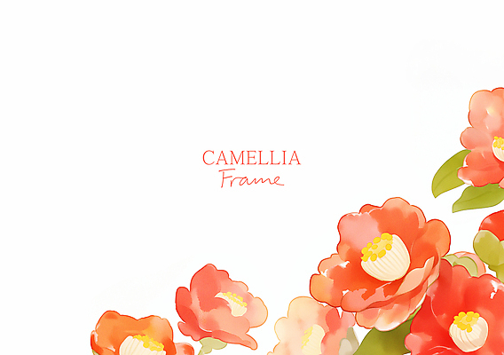 PSD 백그라운드 겨울 일러스트 수채화 프레임 사람없음 빨간색 풀잎 우아함 동백 카피스페이스 국내일러스트 계절 꽃 컬러 컨셉 잎 공백 풀_식물 파일형식