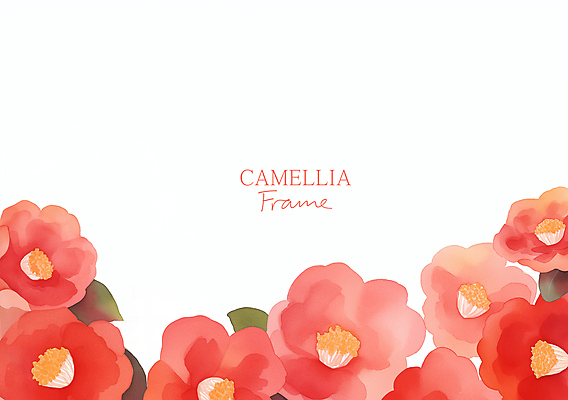 PSD 백그라운드 겨울 일러스트 수채화 프레임 사람없음 빨간색 풀잎 우아함 동백 카피스페이스 국내일러스트 계절 꽃 컬러 컨셉 잎 공백 풀_식물 파일형식