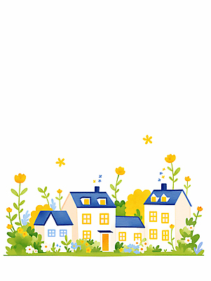 JPG 꽃 일러스트 수채화 사람없음 파란색 노란색 정원 봄 유치원 화단 국내일러스트 AI일러스트 AI콘텐츠 식물 계절 교육 컬러 파일형식