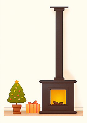 JPG 화분 겨울 일러스트 사람없음 선물상자 인테리어 크리스마스트리 주황색 장작 벽난로 국내일러스트 AI일러스트 AI콘텐츠 디자인 계절 컬러 크리스마스 선물 상자 파일형식