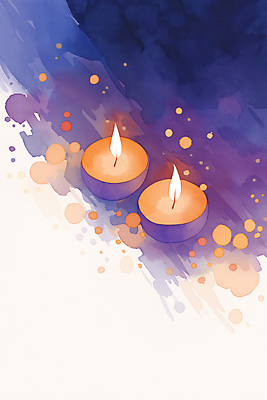 JPG 일러스트 초 촛불 수채화 사람없음 빛 반짝임 보라색 고요 연말 캔들데이 국내일러스트 AI일러스트 AI콘텐츠 컬러 모션 데이이벤트 파일형식