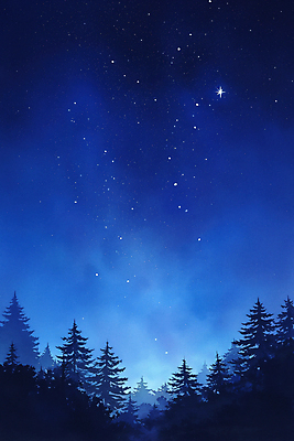 JPG 나무 백그라운드 겨울 야경 일러스트 자연 밤하늘 수채화 산 사람없음 파란색 고요 숲 은하수 국내일러스트 AI일러스트 AI콘텐츠 식물 계절 컬러 하늘 야간 생태계 파일형식 풍경_경치