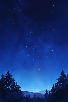 JPG 나무 백그라운드 겨울 야경 일러스트 자연 밤하늘 수채화 산 사람없음 파란색 고요 숲 은하수 국내일러스트 AI일러스트 AI콘텐츠 식물 계절 컬러 하늘 야간 생태계 파일형식 풍경_경치