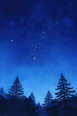 JPG 나무 백그라운드 겨울 야경 일러스트 자연 밤하늘 수채화 산 사람없음 파란색 고요 숲 은하수 국내일러스트 AI일러스트 AI콘텐츠 식물 계절 컬러 하늘 야간 생태계 파일형식 풍경_경치