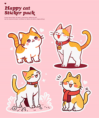 행복 분홍색 스티커 일러스트 사람없음 반짝임 반려동물 귀여움 다이어리 목도리 고양이 방울 목줄 꾸미기 반려묘 다꾸 일러캐릭터 AI파일 동물 캐릭터 잡화 감정 컬러 컨셉 포유류 모션 장식 사무용품 신조어 약어 파일형식 벡터 반려용품