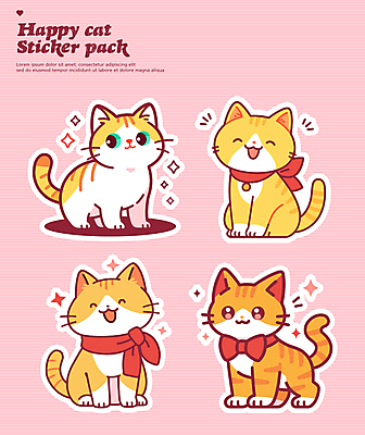 행복 리본 분홍색 스티커 일러스트 사람없음 반짝임 반려동물 귀여움 다이어리 스카프 고양이 꾸미기 반려묘 다꾸 일러캐릭터 AI파일 동물 캐릭터 감정 컬러 컨셉 포유류 모션 사무용품 목도리 신조어 약어 파일형식 벡터