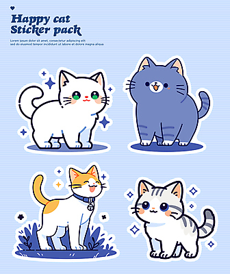 행복 스티커 일러스트 사람없음 파란색 반짝임 반려동물 귀여움 다이어리 고양이 방울 목줄 꾸미기 반려묘 다꾸 일러캐릭터 AI파일 동물 캐릭터 감정 컬러 컨셉 포유류 모션 장식 사무용품 신조어 약어 파일형식 벡터 반려용품